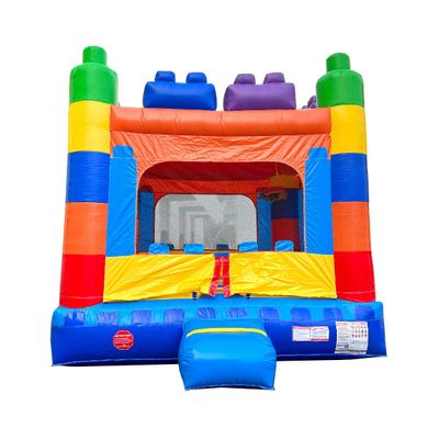 Crossover Building Blocks Inflatable Bounce House for Kids and Toddlers, 13 x 12 x 14.5 Foot Bouncy Jump Castle Backyard Jumper, Commercial-Grade Vinyl, with Blower, Stakes and Storage Bag