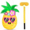 Threan Small Pineapple Piata Summer Fruit Piata with Blindfold Bat for Hawaiian Tropical Luau Party Supplies Pineapple Themed Birthday Decorations, 16.5 x 11.2 x 3.1 Inch view 1