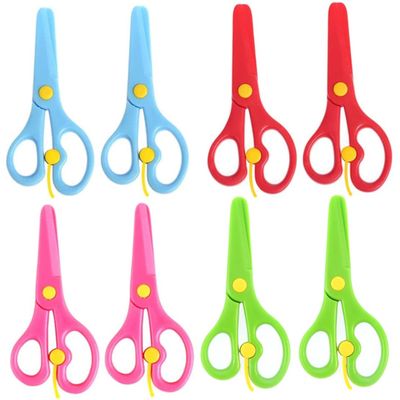 KUYYFDS Kids Scissors, 8 Pack Preschool Training Scissors Kids Plastic Playdough Scissors Childrens Toddler Handmade Art Craft Scissors Left Handed Training Spring Scissors