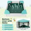 Costzon Kids Sandbox with Cover, 4ft x 4ft HDPE Sandpit with Oxford Cover, Bottom Liner, 4 Corner Seats, Weather Resistant Outdoor Sand Pit for Backyard Lawn Garden Beach (White) view 3