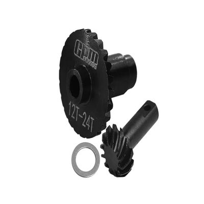 Medium Carbon Steel Front Or Rear Bevel Gear Set 12T/24T for Traxxas 1:18 TRX4M Ford Bronco Crawler 97074-1 / TRX4M Land Rover Defender 97054-1 / TRX4M K10 High Trail Crawler 97064-1 Upgrades - Black