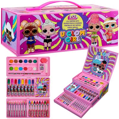 L.O.L. Surprise! Colored Pencils Art Supplies Kids Drawing Kit School Supplies Painting Kit Girls Drawing Pencils Art Kit Travel Case with Crayons Arts and Crafts for Kids 4-12 (Multicolor)
