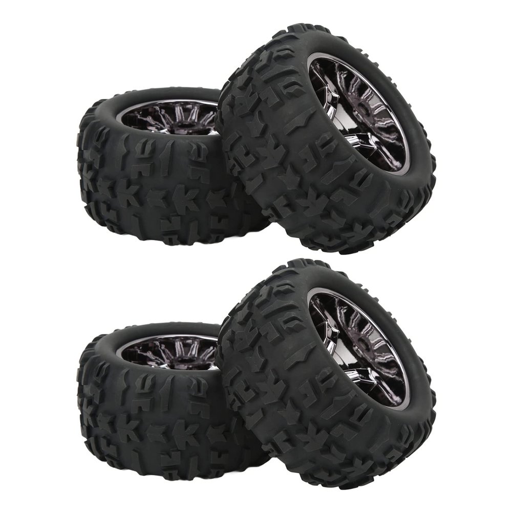 RiToEasysports RC Car Tires, 4PCS Rubber Tires for Maxx/Arrma Kraton 1/8 1/10 RC Car