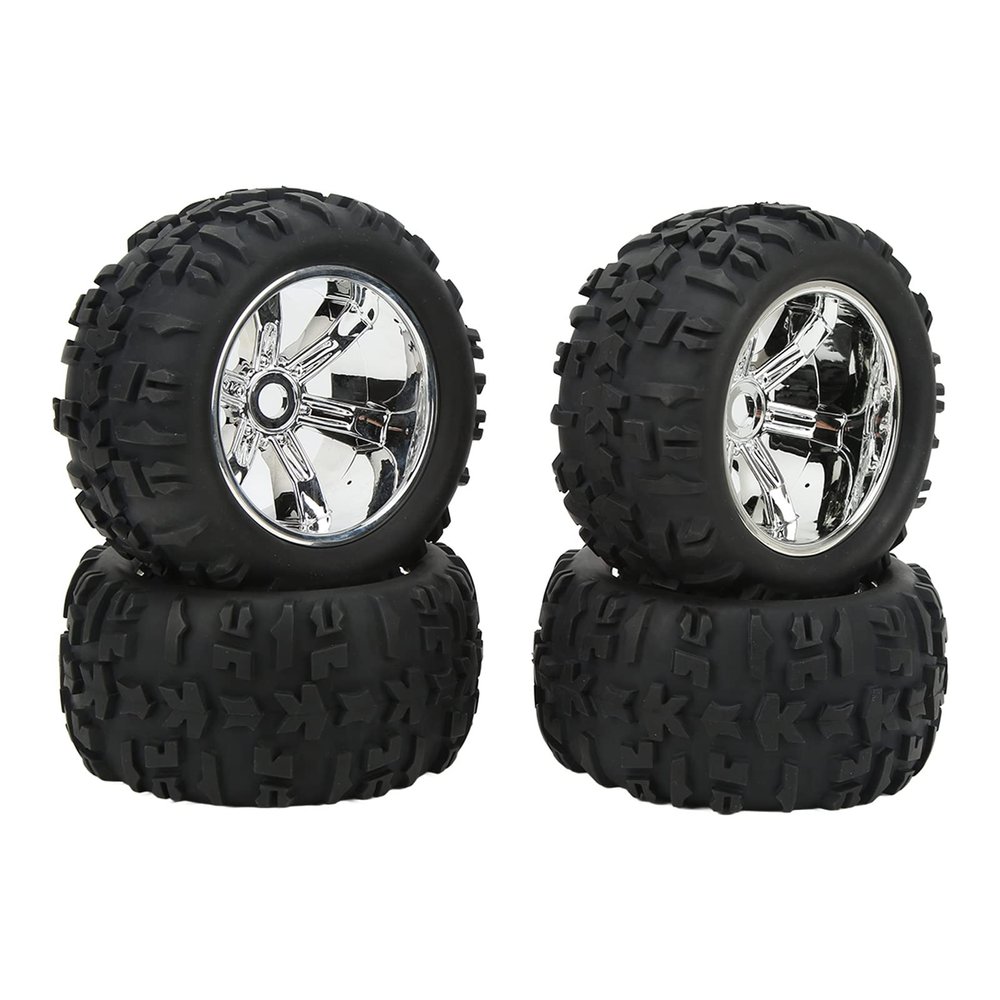 RiToEasysports RC Car Tires, 4PCS Wear Rubber Tires for Kraton 1/8 1/10 RC Car (Silver)