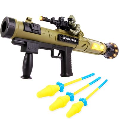ArtCreativity Toy Rocket Launcher, RPG Gun with 3 Foam Rockets, Light Up Rocket Launcher Gun for Kids, Cool Sound, Vibration, & LED Effects, Military Pretend Play Bazooka Toys for Boys