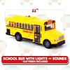 ArtCreativity Yellow School Bus Toy with Flashing Lights & Sound, Friction Powered 1/16 Scale School Bus Toy for Kids with 4 Sounds & Lights, Back & Side Doors Open, Easter Gifts for Kids Ages 3+ view 2