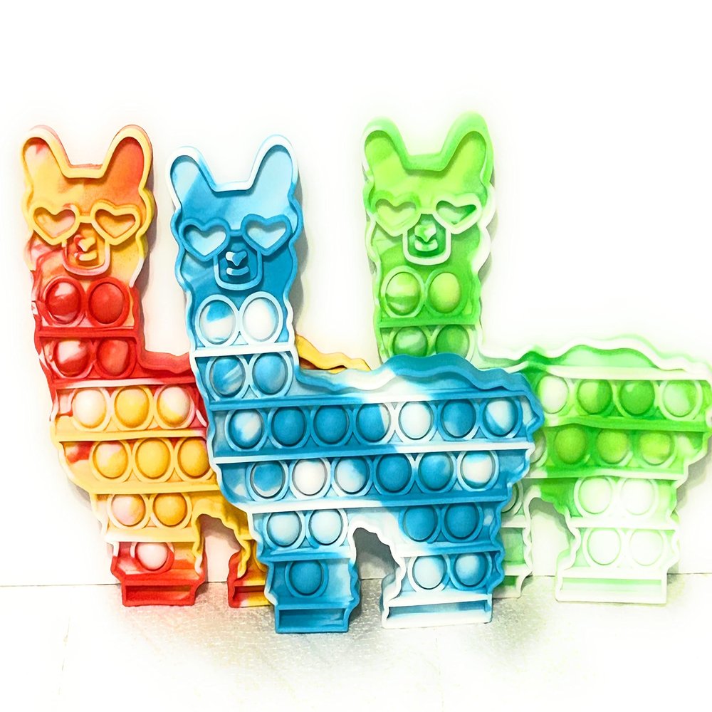 3 Pack/3 Colors - Llama Fidget Bubble Popper Pop It Multi Sensory Toy