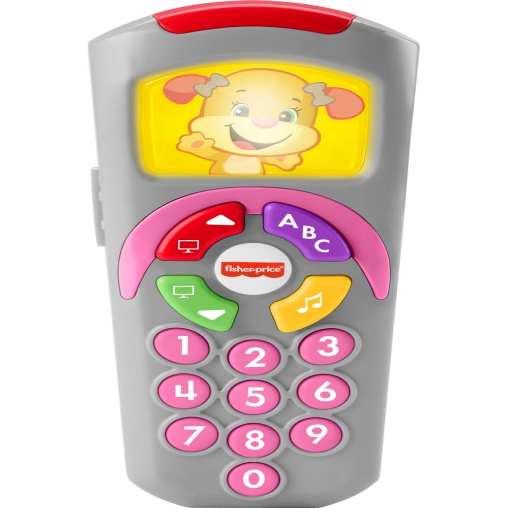 Fisher-Price Baby Learning Toy Laugh & Learn Sis Remote Pretend TV Control with Music & Lights for Infants Ages 6+ Months