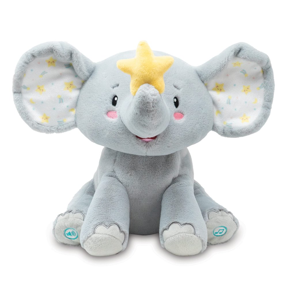 Cuddle Barn - Twinkling Starlight | Animated Musical Elephant Stuffed Animal Baby Plush Toy with Soothing Light and Volume Control Plays 15 Minutes of Lullabies, 11 inches