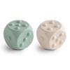 mushie Silicone Dice Press Toy | Baby Sensory Play for 10+ Months (Cambridge Blue/Shifting Sand) view 1