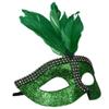 KRE Green Mardi Gras Party Mask with Plastic Gems and Feathers for Parties Masquerade Ball Sophistication Art Material Supplies Costume Mask for Social Gathering Pack of 1 with Bonus Item Regasfy view 1