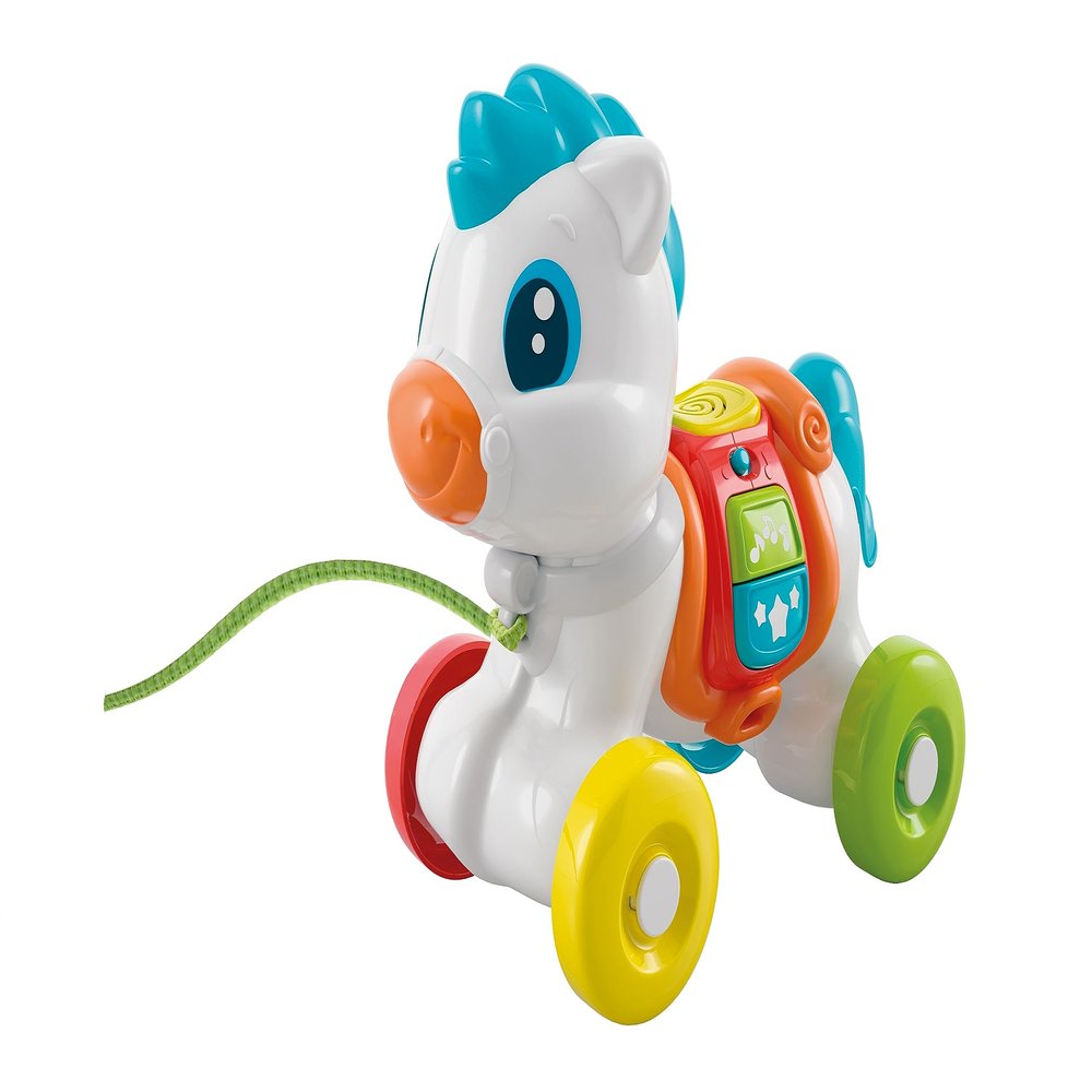 Clementoni - Baby Pony Sempre con Me Interactive Towing, Animal to Pull, Game for Motorability, First Steps, Learning to Walk, Children 6 Months-Made in Italy, Italian Colour, 17776