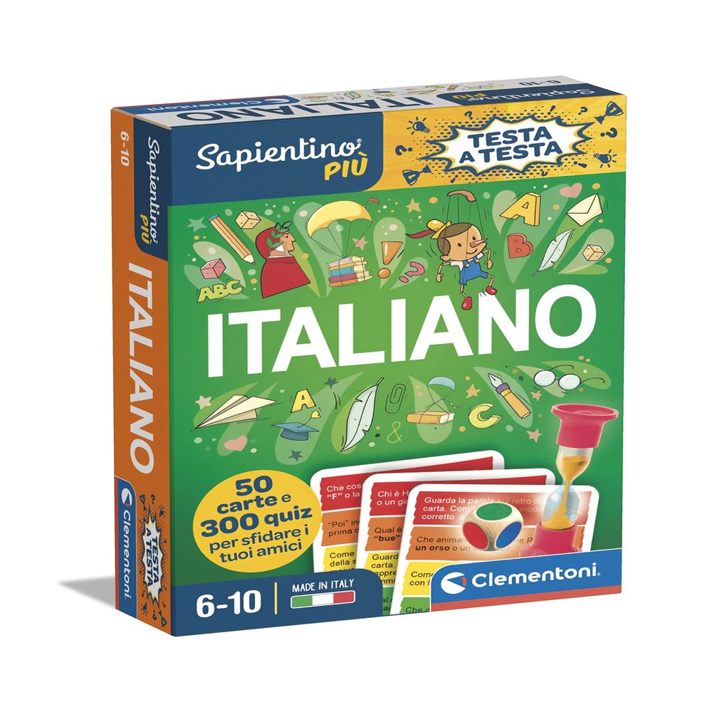 Clementoni - Sapientino Testa Educational Game 6 Years, Quiz, Flashcards Italian-Made in Italy, Colour, 16439