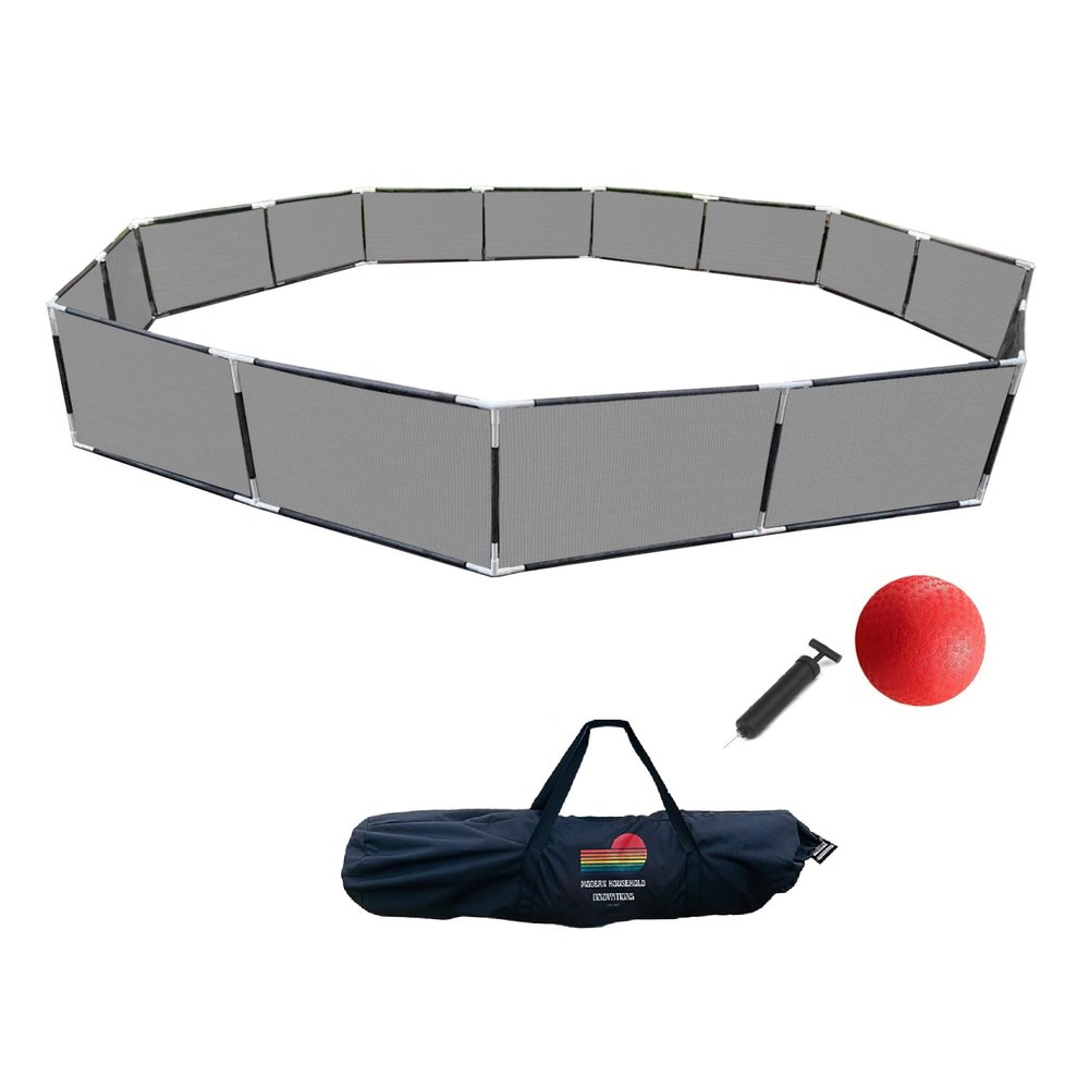 Portable Gaga Ball Pit Kit 15 FT Gaga Pit - Strong Nylon Mesh, Inflatable Gaga Ball, Pump & Carry Bag, Adult Ball Pit for Field Day Games & Physical Education Equipment