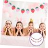 Parliky 6Sets Strawberry Happy Birthday Banners Party Decorative Hanging Buntings Felt Birthday Decorations for Strawberry Themed Parties Party Supplies view 2