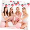 Parliky 6Sets Strawberry Happy Birthday Banners Party Decorative Hanging Buntings Felt Birthday Decorations for Strawberry Themed Parties Party Supplies view 3