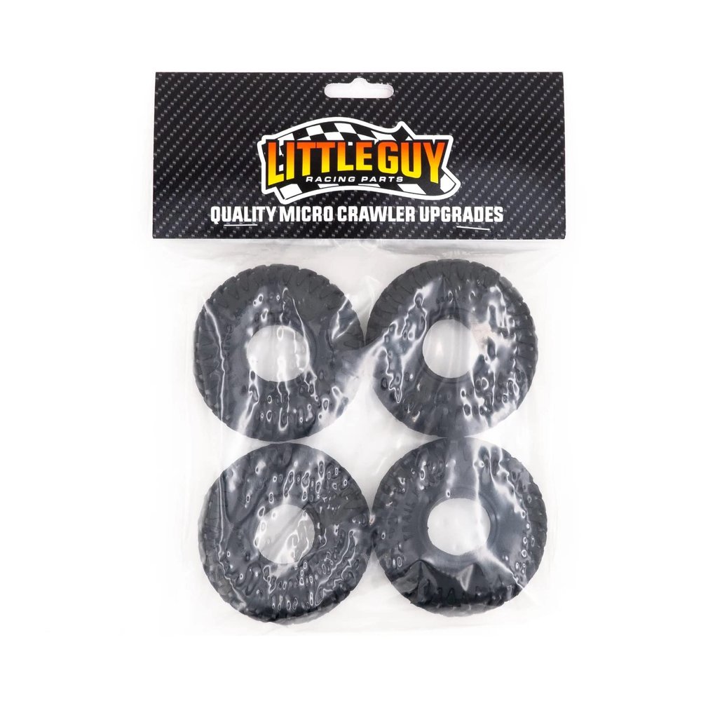 Little Guy Racing Gripper LG4 1.0 InchTires Compatible with 1/24 RC Axial SCX24, RGT, Element, Enduro, URUAV (4 Tires per Order), Black, 63mm x 21mm x R1 + Free Bottomline Decals Sticker