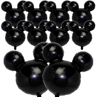 10 PCS Black Mouse Head Foil Balloons for Kids 24" Murine Mylar Balloons for 1st Birthday Mouse Head for Kids Party Decoration and Birthday Party Supplies