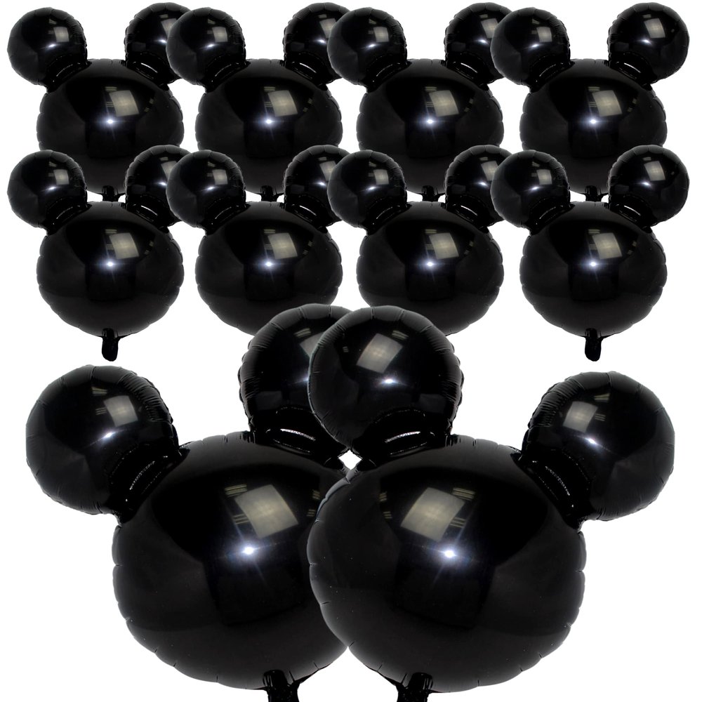 10 PCS Black Mouse Head Foil Balloons for Kids 24" Murine Mylar Balloons for 1st Birthday Mouse Head for Kids Party Decoration and Birthday Party Supplies
