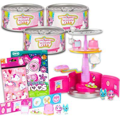 Rainbow Butterfly Unicorn Kitty 9 Lives Surprise Set - 3 Pk Bundle with Rainbow Butterfly Unicorn Kitty Mystery Can Playsets with Tattoos and Stickers | Party Favors for Girls