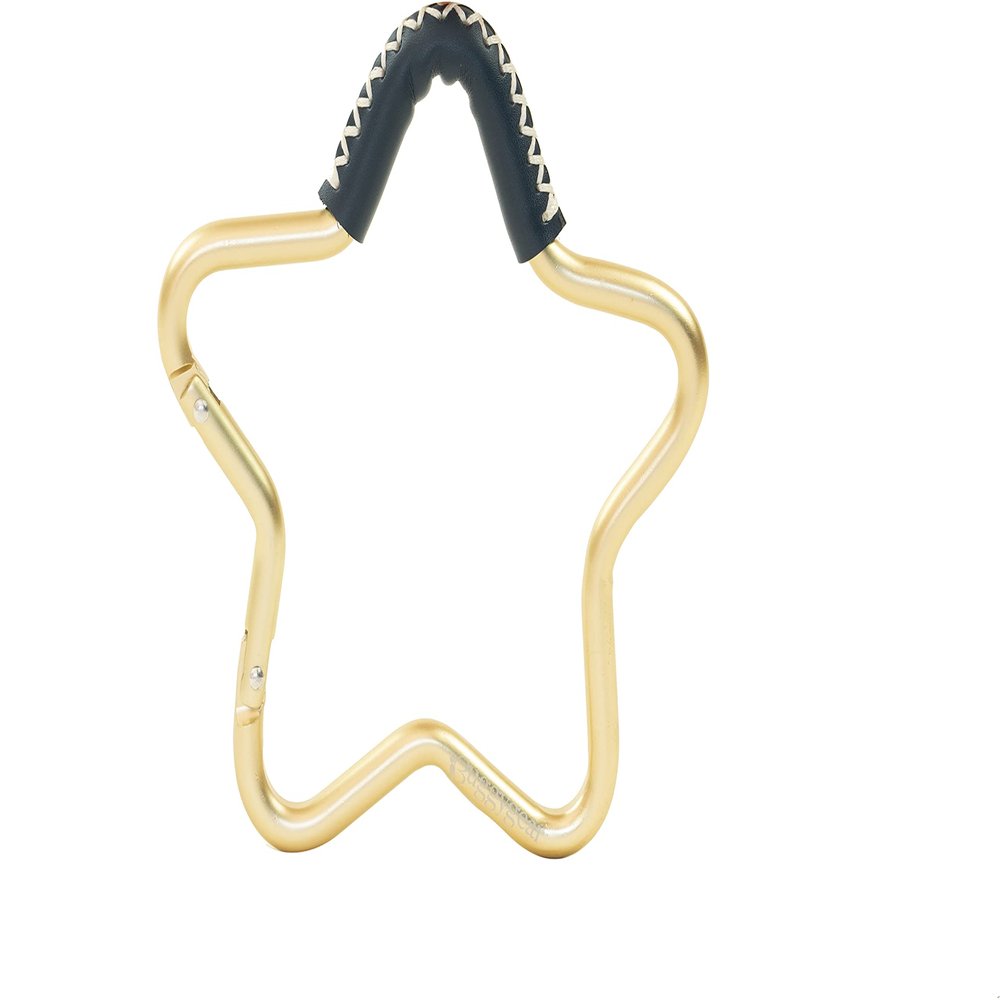 Buggy Gear Star Hook by BUGGYGEAR Gold/Navy Leather - The Perfect Way to Carry Your Baby Diaper Bag - Use The Hook on Your Stroller Handle Bars and Let The Hooks Do The Work