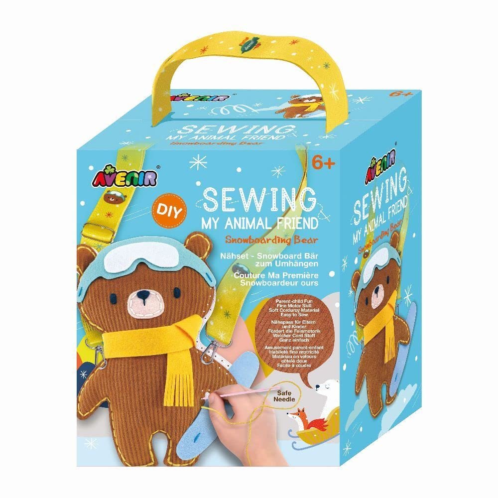 Avenir 6301816 DIY Sewing Kit, Sewing Bear with Snowboard, Neck Animal, Craft Kit for Children, Creative Kit, from 6 Years