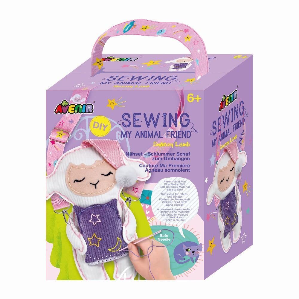 Avenir 6301818 DIY Sewing Kit Stuffed Toy, Sewing Snooze Sheep, Neck Animal, Craft Kit for Children, Creative Set, from 6 Years