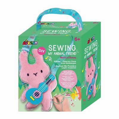 Avenir 6301815 DIY Sewing Kit, Sewing Rabbit with Guitar, Neck Animal, Craft Kit for Children, Creative Kit, from 6 Years