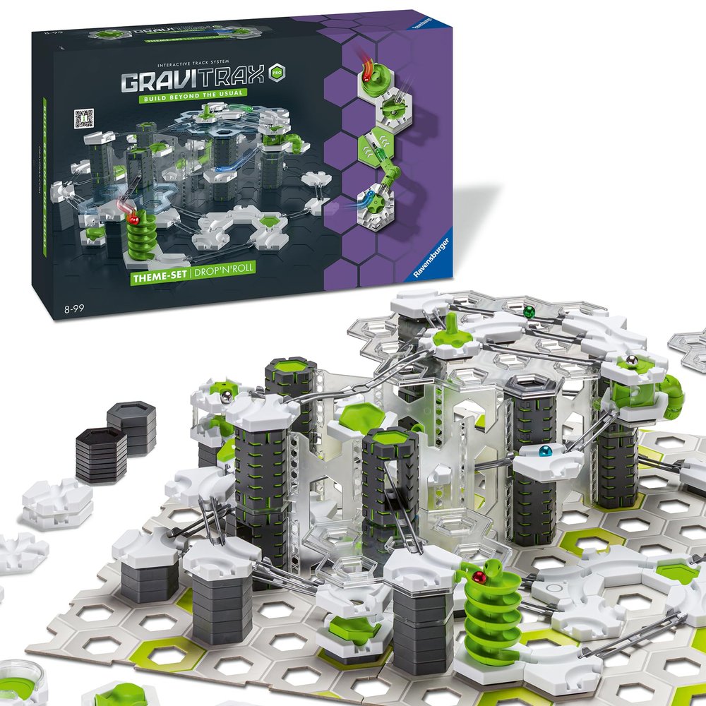 Ravensburger GraviTrax PRO Starter-Set Drop'n'Roll. Interactive Marble Run System, Construction Toy for Children from 8 Years. Can be Combined with All Product Lines