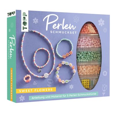TOPP Pearl Jewellery Set - Sweet Flowers: Instructions and Material for Five Jewellery in Delicate Colours, White