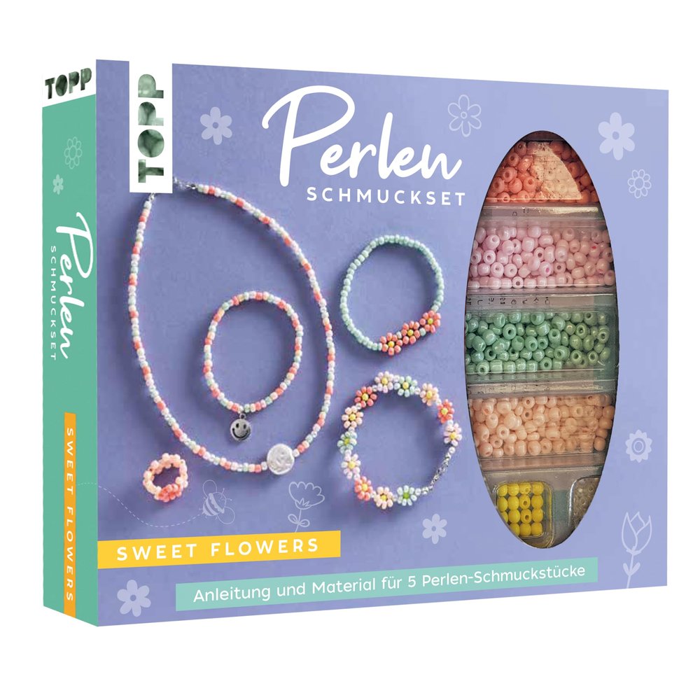 TOPP Pearl Jewellery Set - Sweet Flowers: Instructions and Material for Five Jewellery in Delicate Colours, White