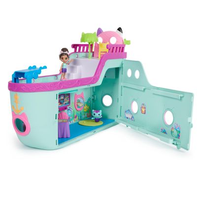 Gabbys Dollhouse, Gabby Cat Friend Ship, Cruise Ship Toy with 2 Toy Figures, Surprise Toys and Dollhouse Accessories, Kids Toys for Girls and Boys 3+