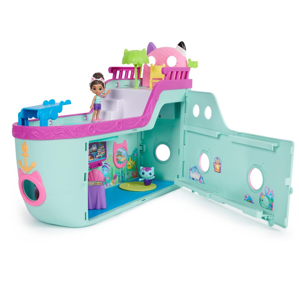 Gabbys Dollhouse, Gabby Cat Friend Ship, Cruise Ship Toy with 2 Toy Figures, Surprise Toys and Dollhouse Accessories, Kids Toys for Girls and Boys 3+