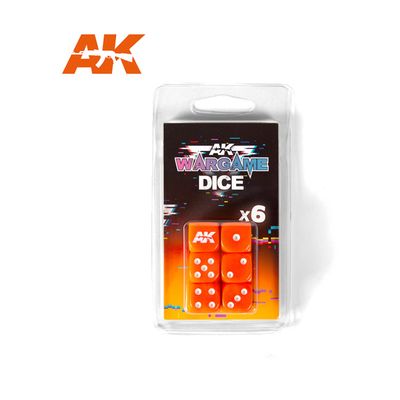 AK-Interactive d6 Dice Set - Orange w/White (6)