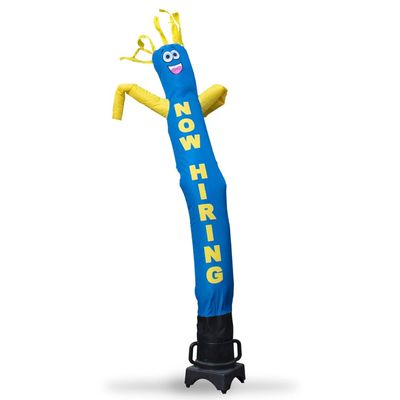 Now Hiring 8 Foot Tall Inflatable Tube Man Air Powered Waving Puppet, Air Blower Motor Included with 6 Foot Dancer by Feather Flag Nation