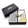 Copag 1546 Design 100% Plastic Playing Cards, Bridge Size (Narrow) Black/Gold (Standard Index, 6 Sets) view 2