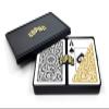 Copag 1546 Design 100% Plastic Playing Cards, Bridge Size (Narrow) Black/Gold (Jumbo Index, 6 Sets) view 2