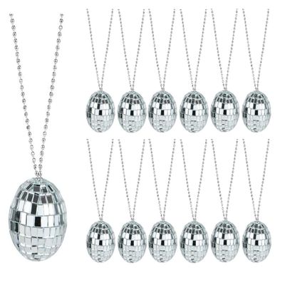 Zugar Land 70s Disco Ball Necklace Assortment (2 Inch Balls) on 26" Chain. Costume Accessory Jewelry (Mirror - 24 Pack)