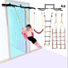 Athletic Bar Kids Doorway Gym Swing Set + Pull Up Bar 6 in 1 Indoor Gym Playground Combo for Children, Includes Swing Seat, Climbing Cargo Net, 2X Gymnastic Trapeze Rings, Rope Ladder, Full Accessory view 1