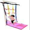 Athletic Bar Kids Doorway Gym Swing Set + Pull Up Bar 6 in 1 Indoor Gym Playground Combo for Children, Includes Swing Seat, Climbing Cargo Net, 2X Gymnastic Trapeze Rings, Rope Ladder, Full Accessory view 2