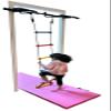 Athletic Bar Kids Doorway Gym Swing Set + Pull Up Bar 6 in 1 Indoor Gym Playground Combo for Children, Includes Swing Seat, Climbing Cargo Net, 2X Gymnastic Trapeze Rings, Rope Ladder, Full Accessory view 3