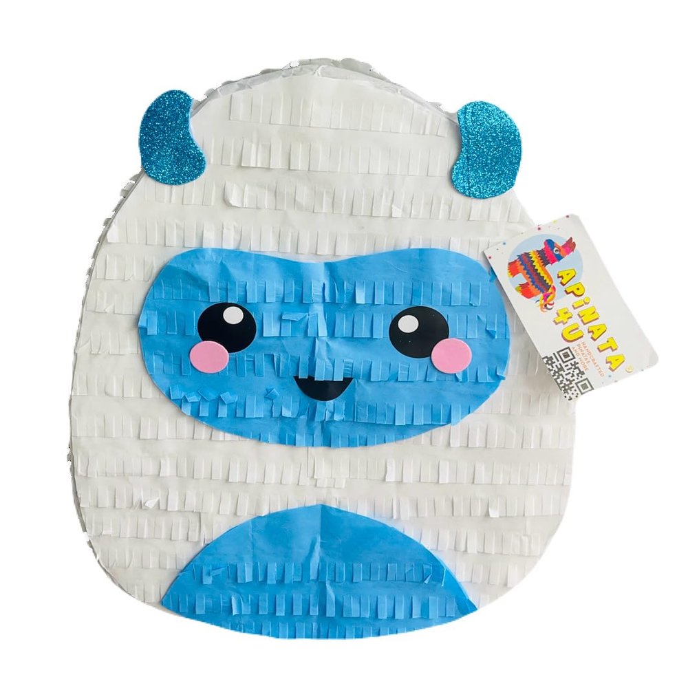 APINATA4U Blue and White Yeti Pinata, Cute Monster Fun Party Decorations, Yeti Themed Birthday Party Supplies, Winter Holiday Snow Party Pinata, Cute Gift for Princess, 20x16x4 Inches
