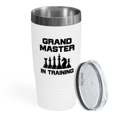 Flairy Land Chess White Tumbler 20oz - Grumdmstcr in training - 3 Player Chess Board Gifts for Chess Lovers Chess Club Strategy Chess Dad Chess Son