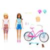 Barbie Outdoor Bike Playset Bundle Blonde and Brunette Doll with Puppy Summer Fun Set, HJY84 view 2