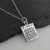 Bingo Card Charm Necklace - 925 Sterling Silver - Two-Sided Game Night Numbers view 1