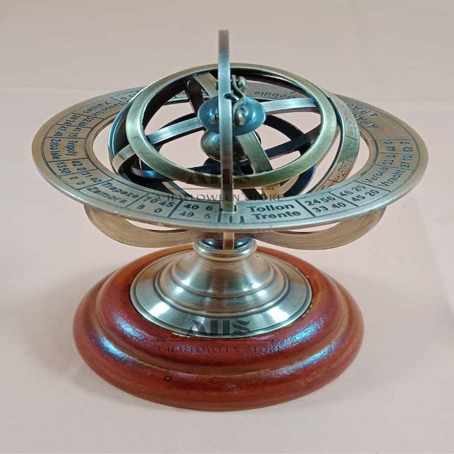 A HALLOWEEN STORE Nautical Collectible Home Decor Brass Zodiac Globe Table Top 5" Armillary Sphere