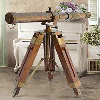Antique Nautical Solid Brass Marine Telescope Vintage Wooden Tripod Maritime Gift by Blackperlcrafts