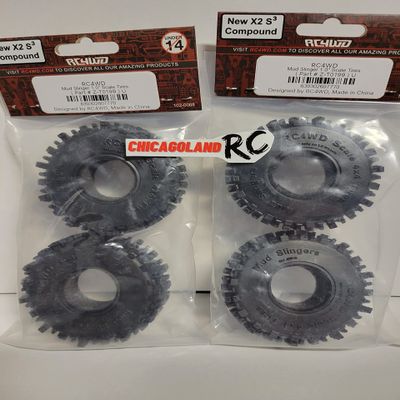 4 RC 4WD Mud Slinger 1.0" Micro Rock Crawler Tires AXIAL SCX24 RC4Z-T0199 1/24 INCLUDES CHICAGOLAND RC STICKER
