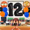 13pcs Basketball Balloons Set 10th party Balloon Set for 10th Birthday Party Decoration Anniversary, Black 10th view 3