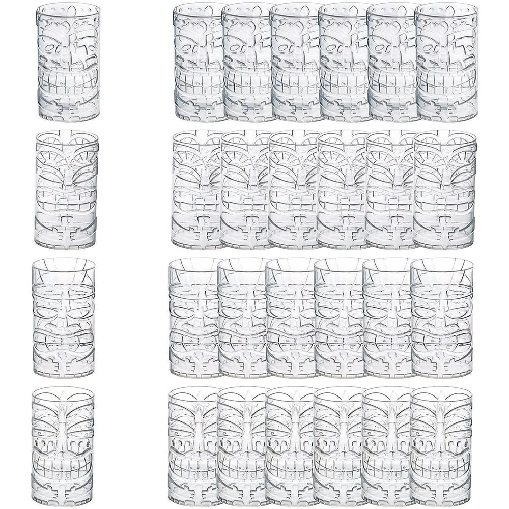Fun Express Bulk Clear Tiki Totem Plastic Cups, 24 Piece